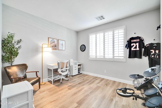 office area featuring light hardwood / wood-style flooring