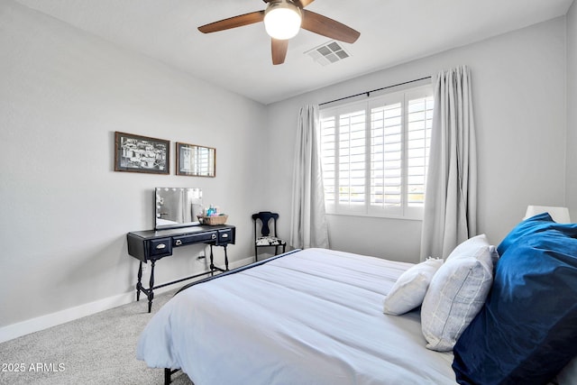 bedroom featuring carpet floors and ceiling fan