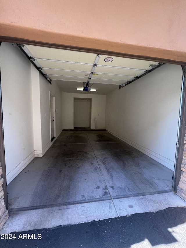 garage with a garage door opener