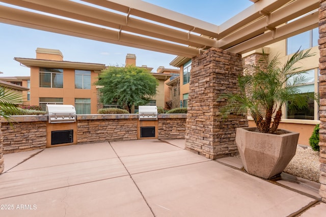 view of patio / terrace featuring area for grilling and exterior kitchen