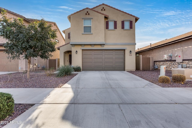 view of front of property with a garage