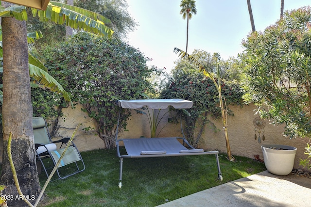 view of yard with a fenced backyard