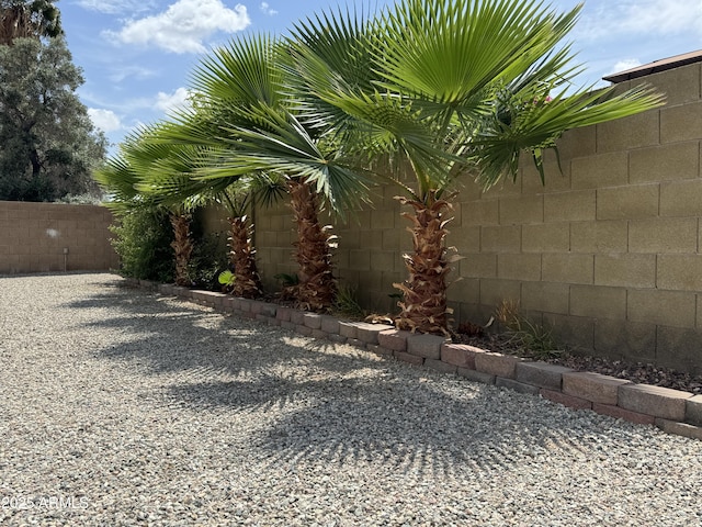 view of yard with a fenced backyard