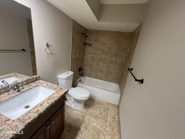 662 W Laguna Azul Ave, Mesa, AZ 85210 - bathroom featuring vanity, tub / shower combination, a textured wall, and tile patterned floors