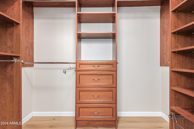 walk in closet featuring light wood-type flooring