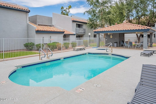 view of pool featuring a patio