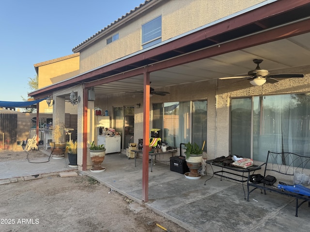 1206 W Pinkley Ave, Coolidge, AZ 85128 - view of patio featuring ceiling fan and fence