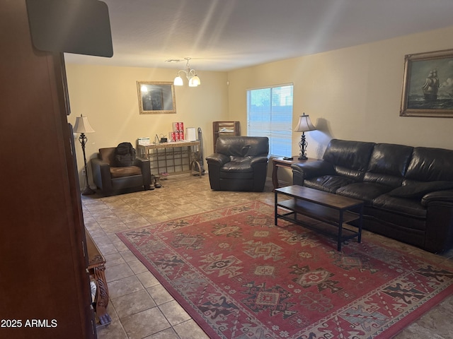 1206 W Pinkley Ave, Coolidge, AZ 85128 - tiled living area featuring a notable chandelier