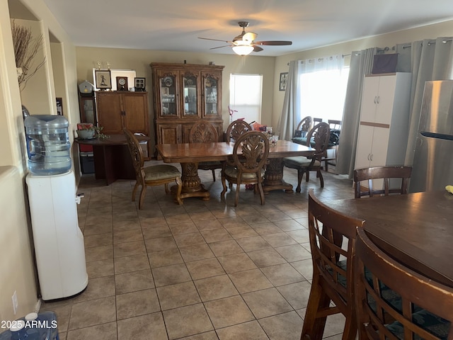 1206 W Pinkley Ave, Coolidge, AZ 85128 - dining area with light tile patterned floors and a ceiling fan
