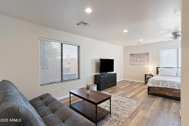 bedroom featuring light wood-type flooring