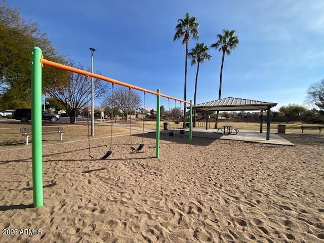 surrounding community with a playground and a gazebo