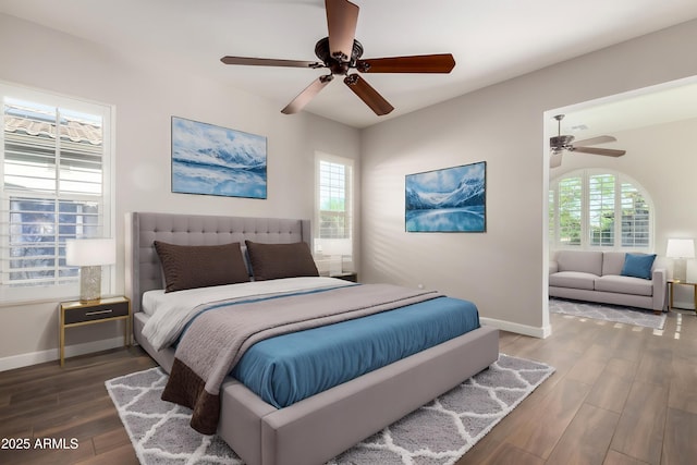 13448 W Miner Trl, Peoria, AZ 85383 - bedroom with wood finished floors, baseboards, and ceiling fan