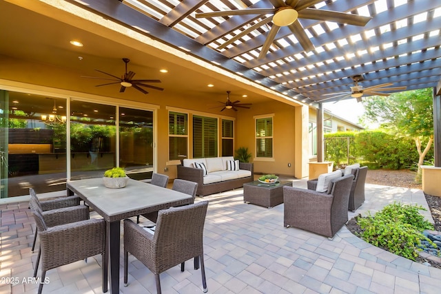 13448 W Miner Trl, Peoria, AZ 85383 - view of patio / terrace with a ceiling fan, a pergola, and outdoor lounge area