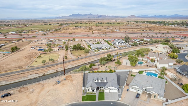 birds eye view of property featuring a mountain view