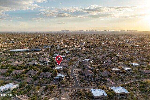 view of aerial view at dusk