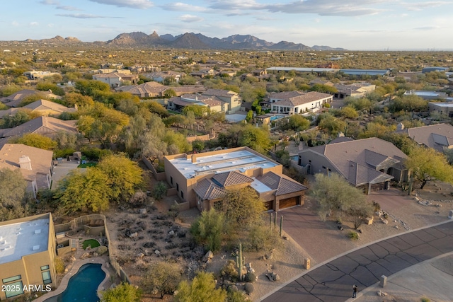 aerial view with a mountain view