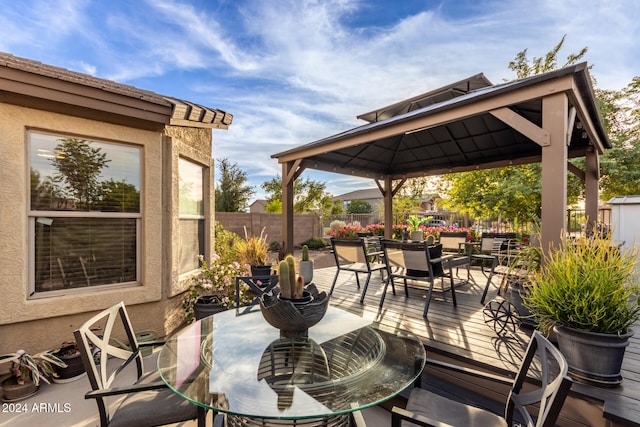 view of patio featuring a gazebo and a deck