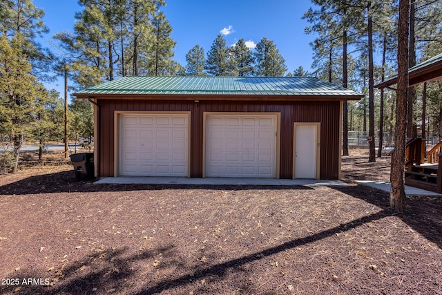 view of detached garage