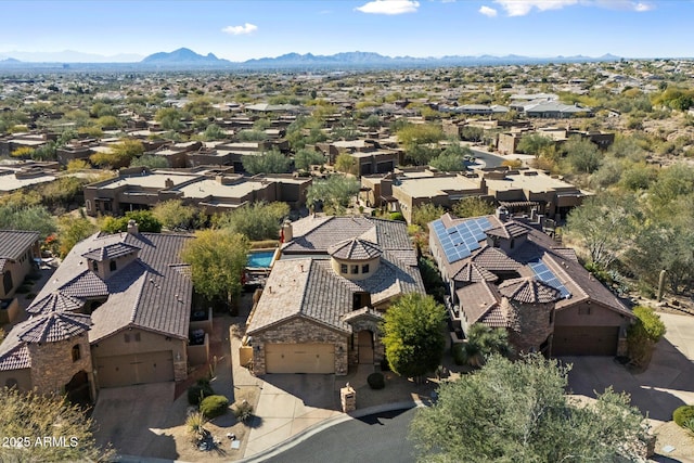 aerial view featuring a mountain view