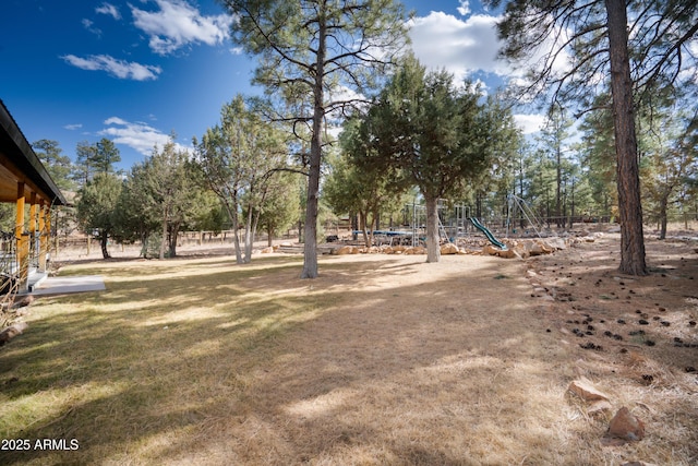 view of yard featuring playground community