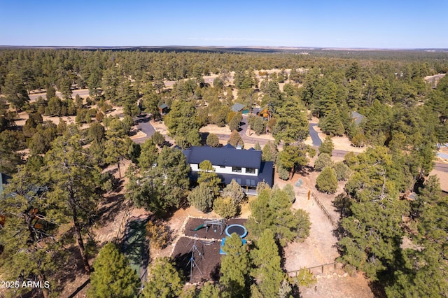 aerial view with a forest view