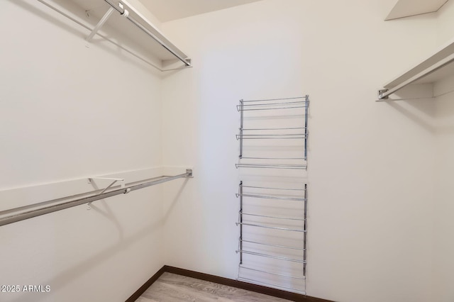 spacious closet with wood finished floors