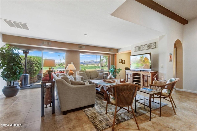 view of tiled living room