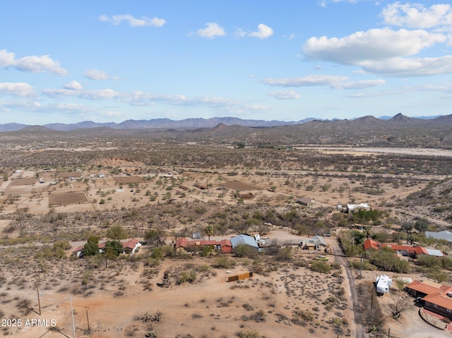 birds eye view of property with a desert view and a mountain view