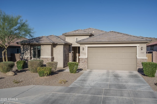 prairie-style house with a garage