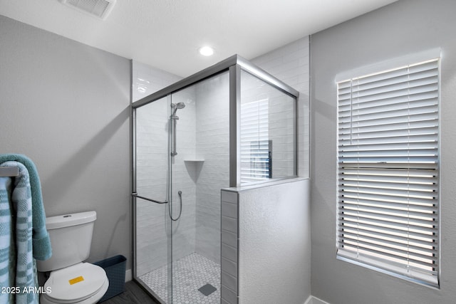 347 Leisure World, Mesa, AZ 85206 - full bath featuring a shower stall, toilet, and recessed lighting