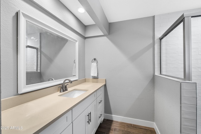 347 Leisure World, Mesa, AZ 85206 - full bath featuring wood finished floors, baseboards, and vanity