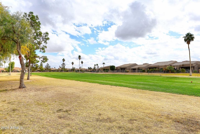 view of property's community with a lawn