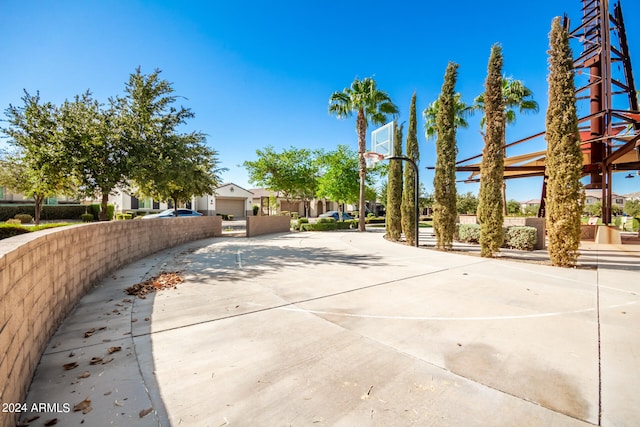 view of patio / terrace featuring basketball court