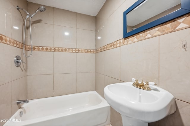 4441 S 8th St, Phoenix, AZ 85040 - bathroom with tile walls and bathing tub / shower combination