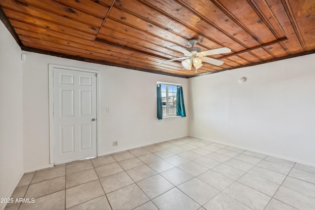 4441 S 8th St, Phoenix, AZ 85040 - empty room with wood ceiling, a ceiling fan, and light tile patterned flooring