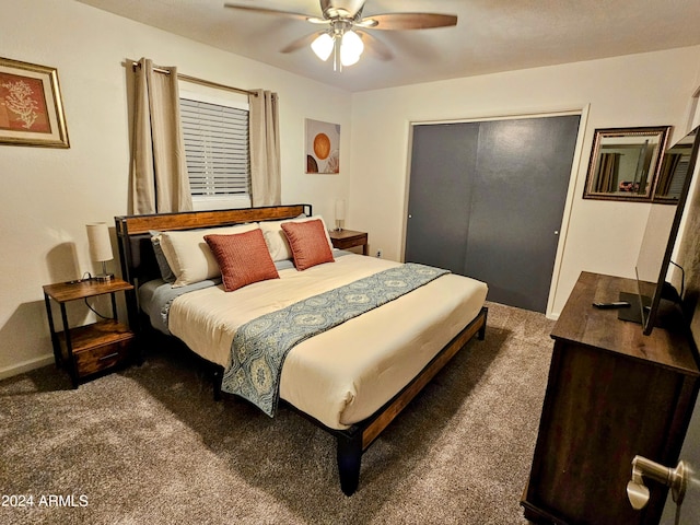 1801 N 87th Pl, Scottsdale, AZ 85257 - carpeted bedroom with a closet and ceiling fan