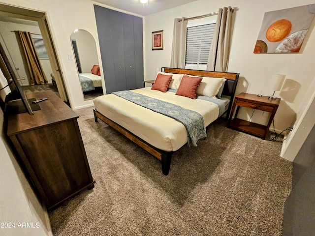 1801 N 87th Pl, Scottsdale, AZ 85257 - carpeted bedroom featuring arched walkways and a closet