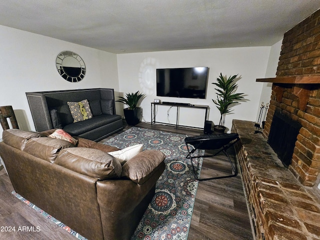 1801 N 87th Pl, Scottsdale, AZ 85257 - living area with wood finished floors and a brick fireplace