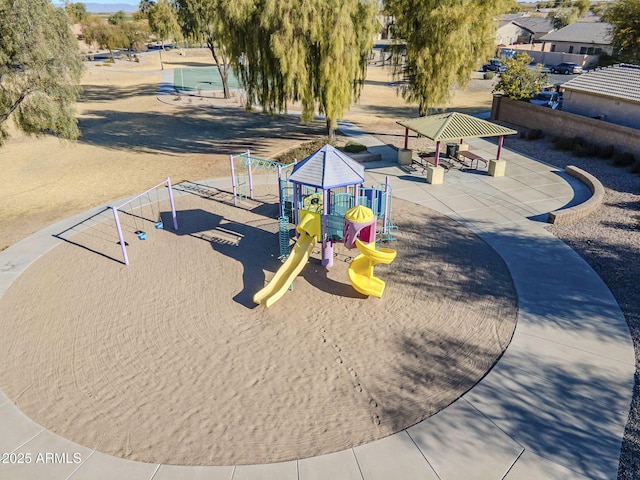 view of property's community with a playground and a gazebo