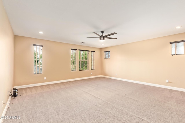 3443 E Jasper Dr, Gilbert, AZ 85296 - empty room featuring ceiling fan, carpet, recessed lighting, and baseboards
