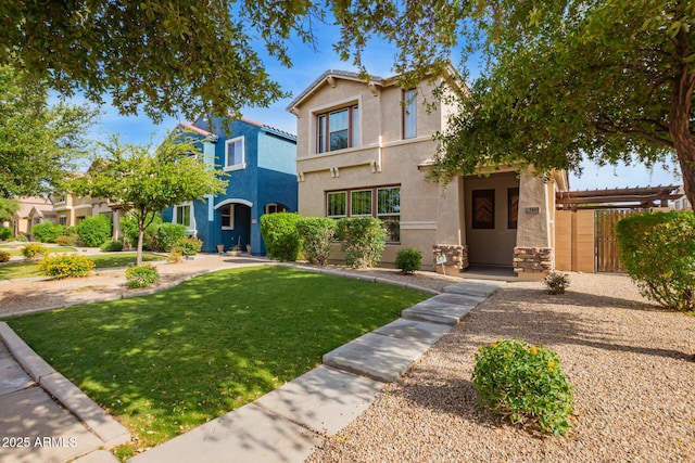 3443 E Jasper Dr, Gilbert, AZ 85296 - view of front of house featuring stucco siding and a front lawn