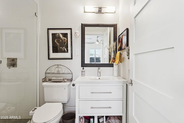 2129 W Indianola Ave, Phoenix, AZ 85015 - full bath with a shower, toilet, vanity, and ceiling fan