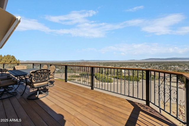 deck with a mountain view