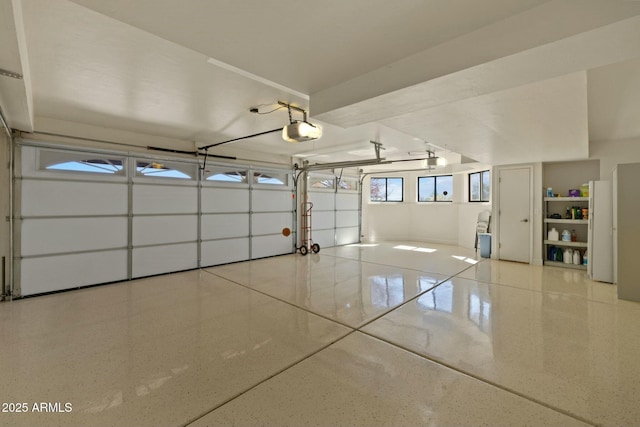 garage with a garage door opener