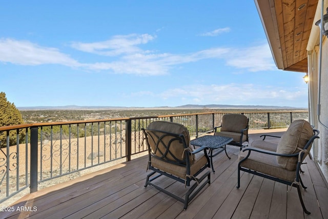 deck with a mountain view