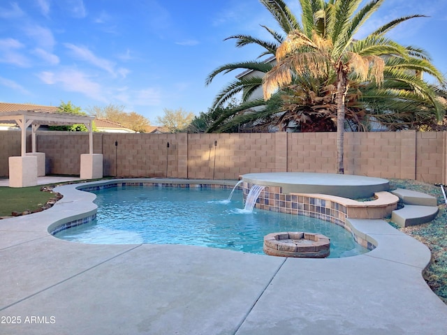 view of pool featuring a jacuzzi and pool water feature