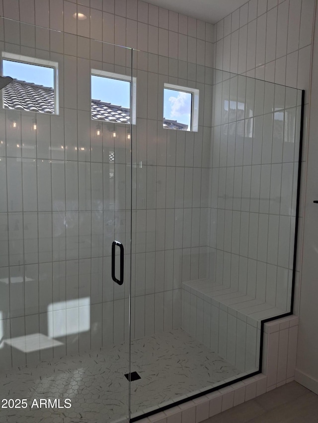 bathroom featuring a shower stall