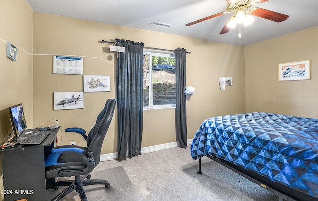 4371 E Savannah Cir, Flagstaff, AZ 86004 - bedroom with baseboards, visible vents, ceiling fan, and carpet