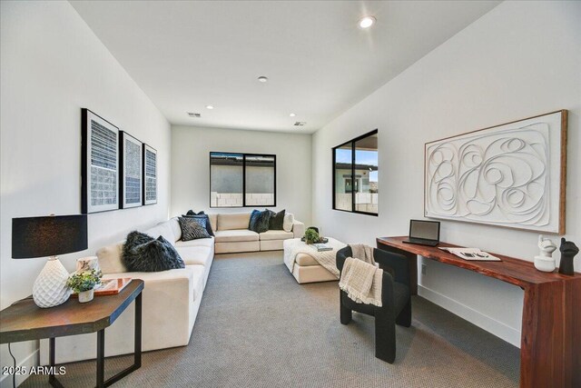 3335 W Desert Dawn Dr, Phoenix, AZ 85083 - living area featuring carpet, recessed lighting, and baseboards