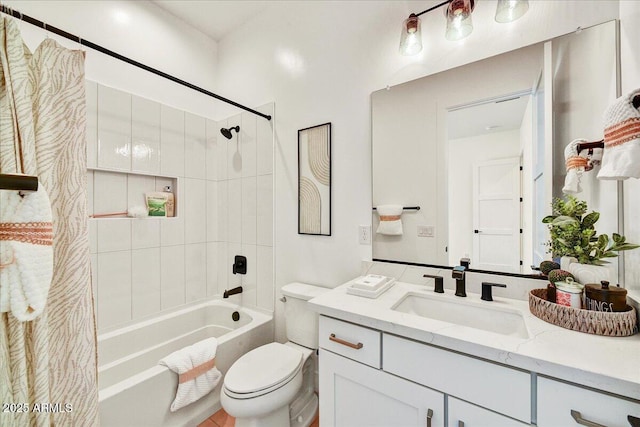 3335 W Desert Dawn Dr, Phoenix, AZ 85083 - full bath with shower / bath combo with shower curtain, vanity, and toilet